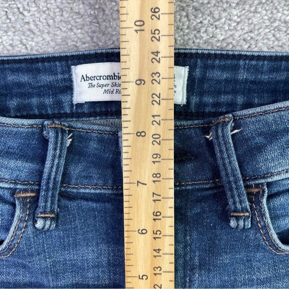 Abercrombie & Fitch Jeans Women's 24 Blue Skinny Mid-Rise Dark Denim - Picture 8 of 11